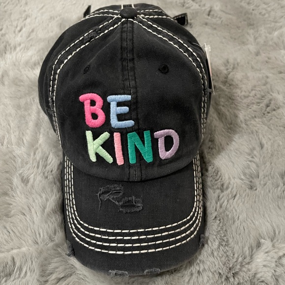 Be Kind Distressed Embroidered Baseball Cap. One Size Fits Most. - Picture 2 of 3